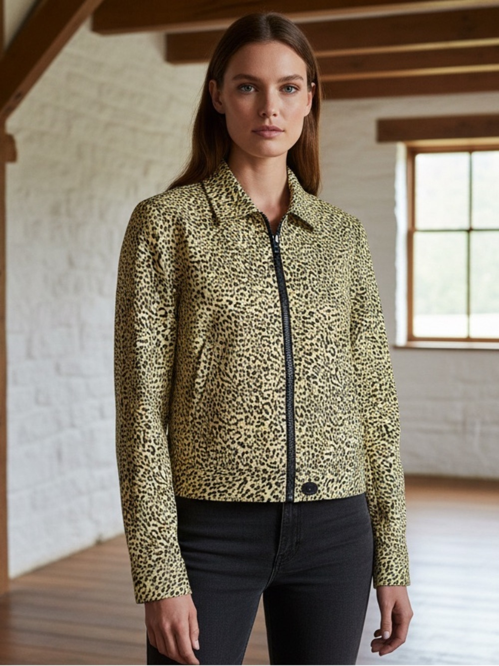 Volcom Yellow & Black Leopard Print Jacket